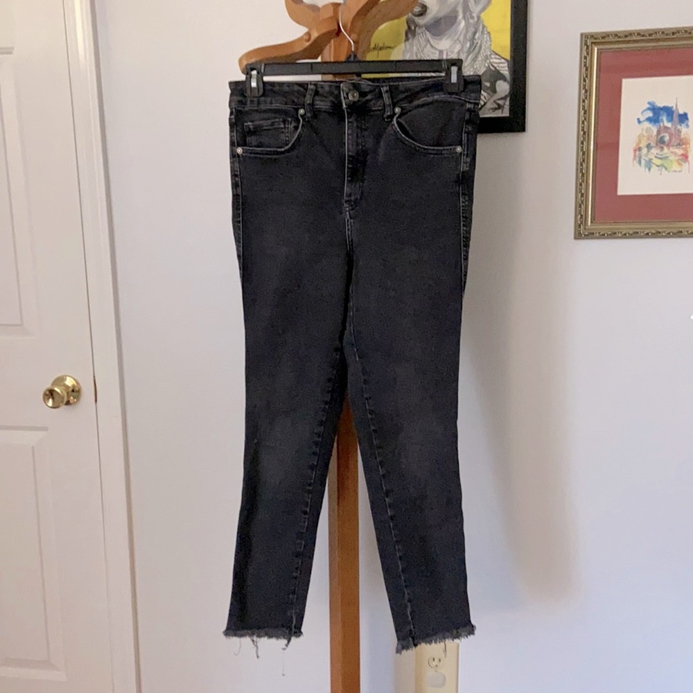 We the Free black high waist raw hem skinny jeans